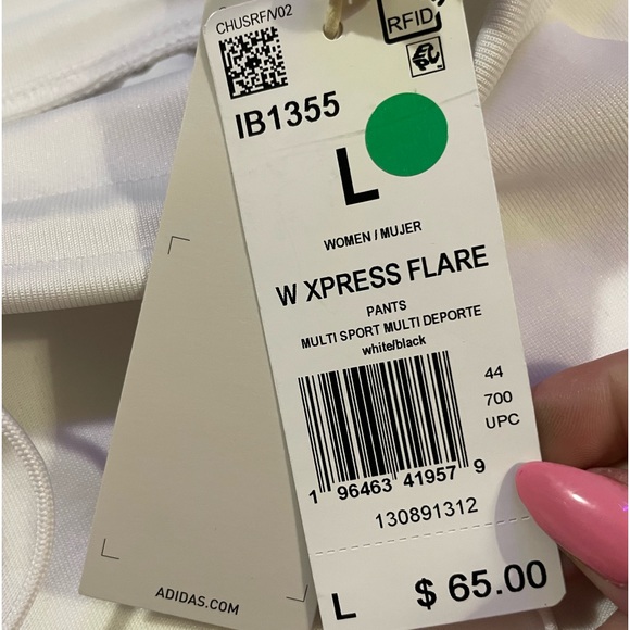 NWT ADIDAS Track Pant Women Large Athletic White kick flare Cropped ankle casual - Picture 5 of 11